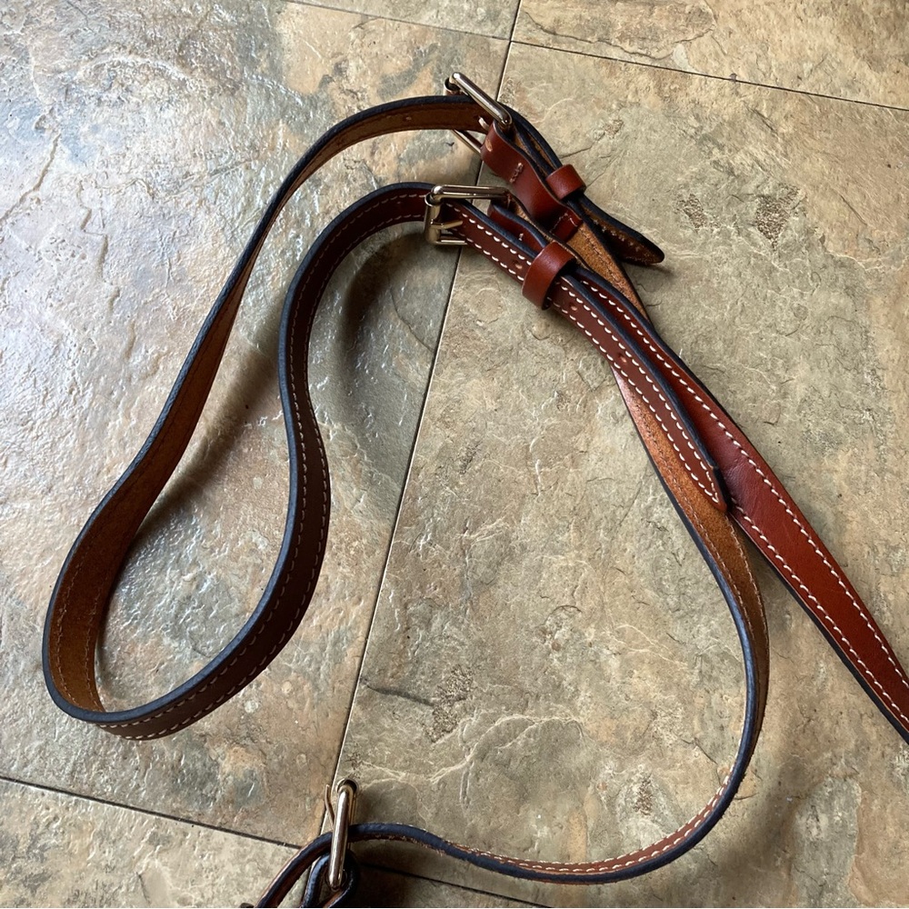 Dooney & Bourke Navy and Brown pebble Leather Crossbody Bag - Picture 14 of 15